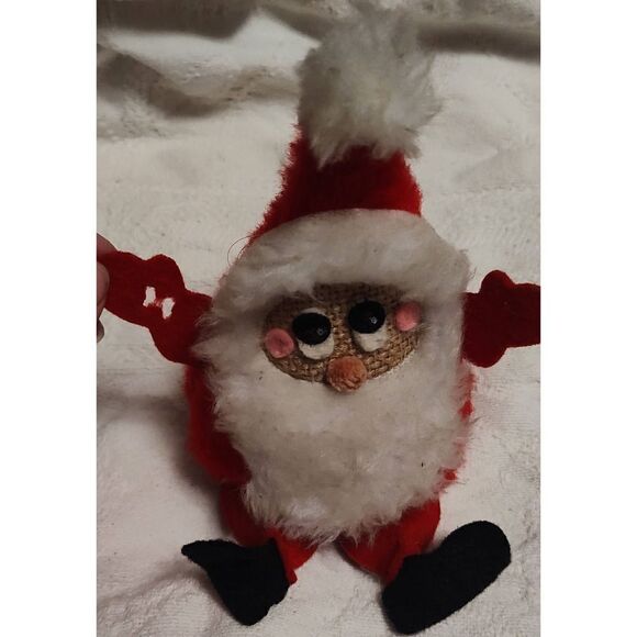 Vintage 1976 Russ Berrie & Company Shelf sitter Santa. Burlap face. 7" tall from - Picture 1 of 6